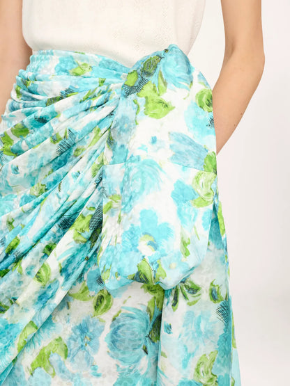Short wrap skirt in silk jacquard