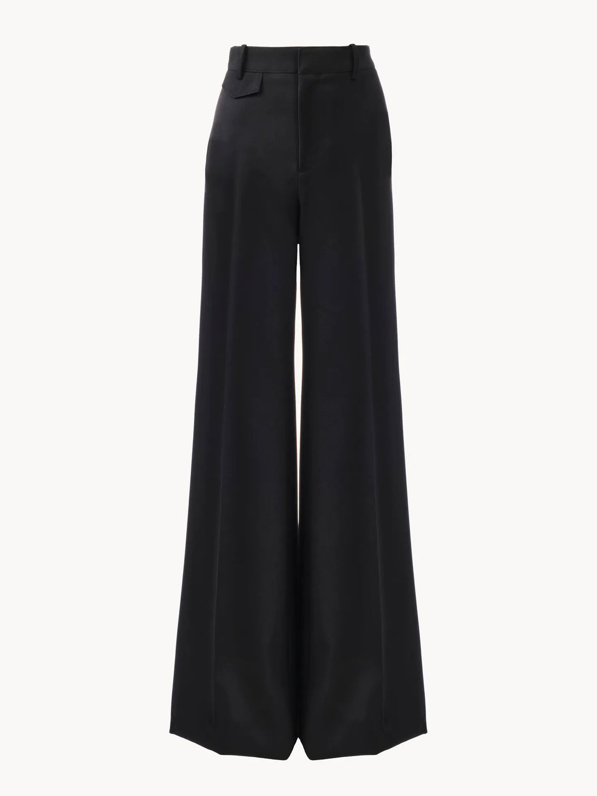 High-rise flared pants in wool grain de poudre