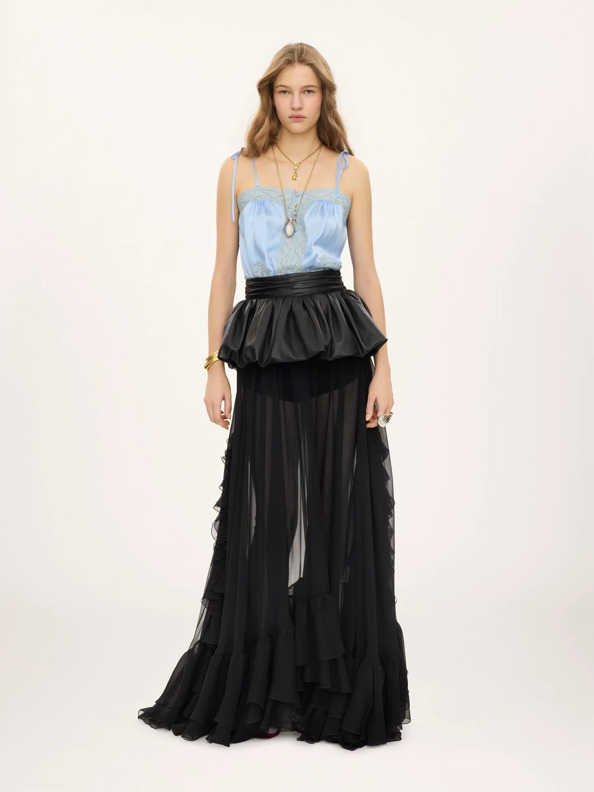 Peplum belt in leather