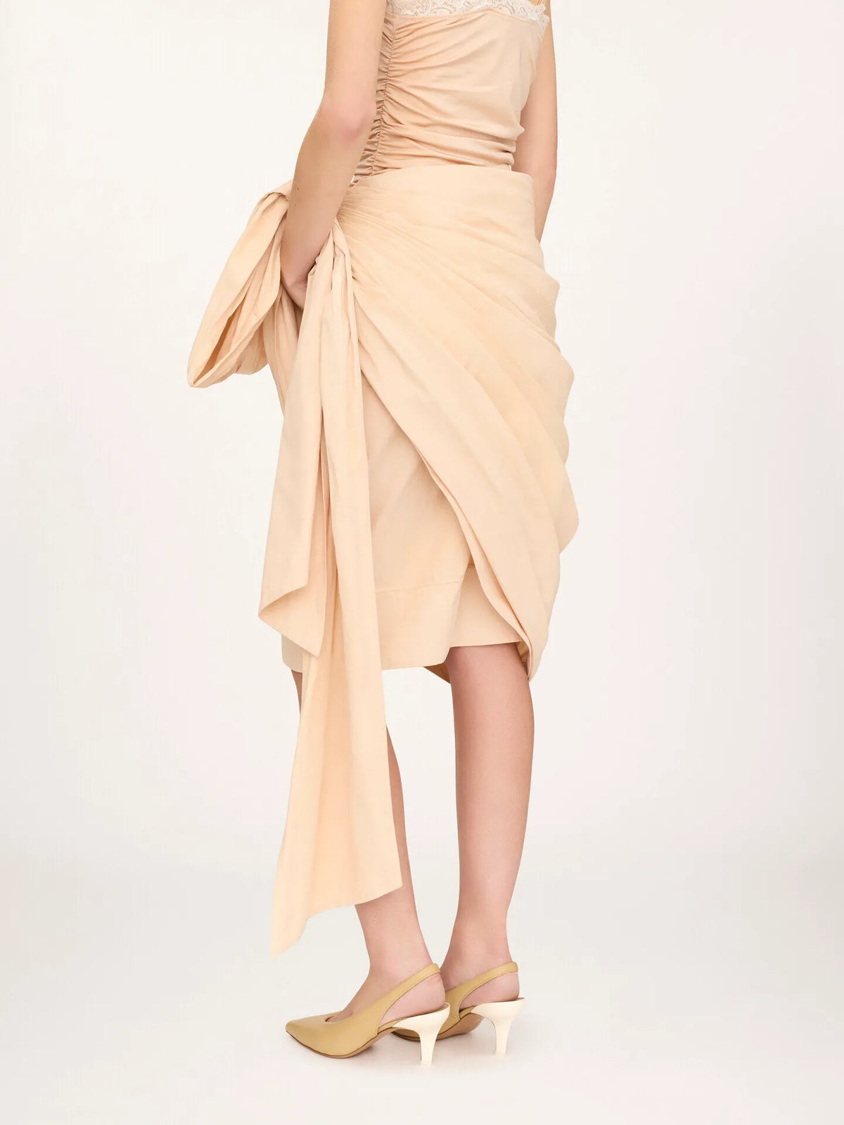 Knee-length wrap skirt in cotton poplin