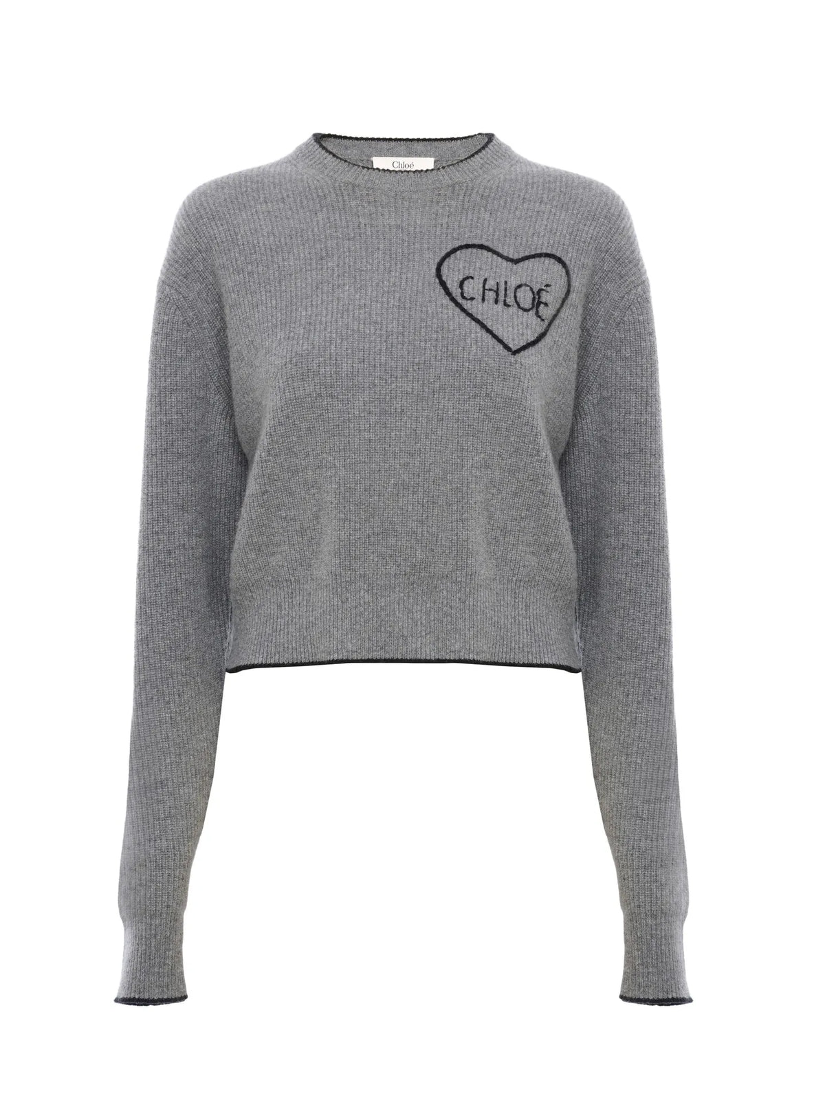 Cropped fitted logo sweater in a wool knit