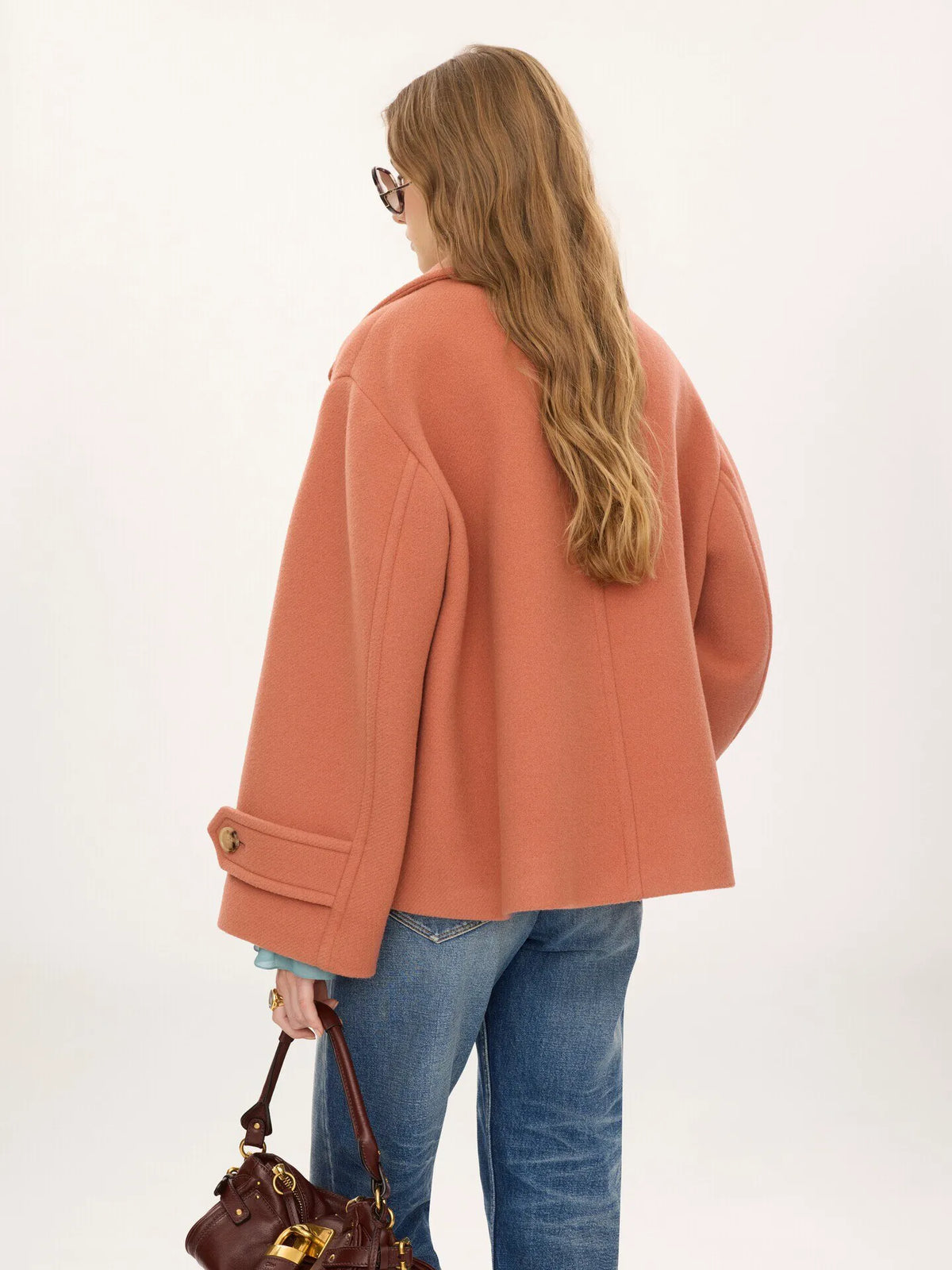 Oversized short coat in wool