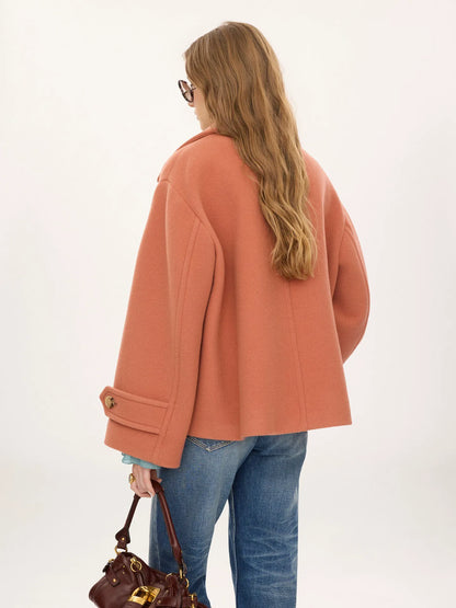 Oversized short coat in wool