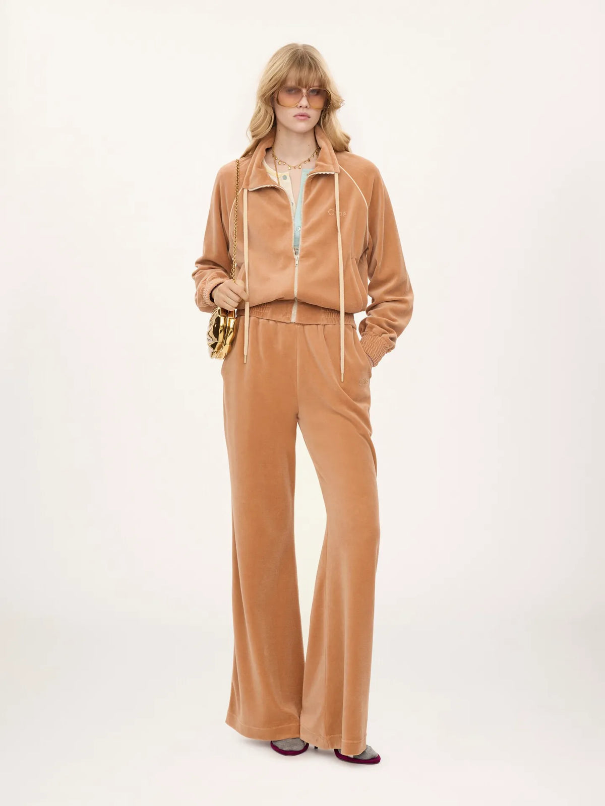 Wide-leg tracksuit pants in velvet