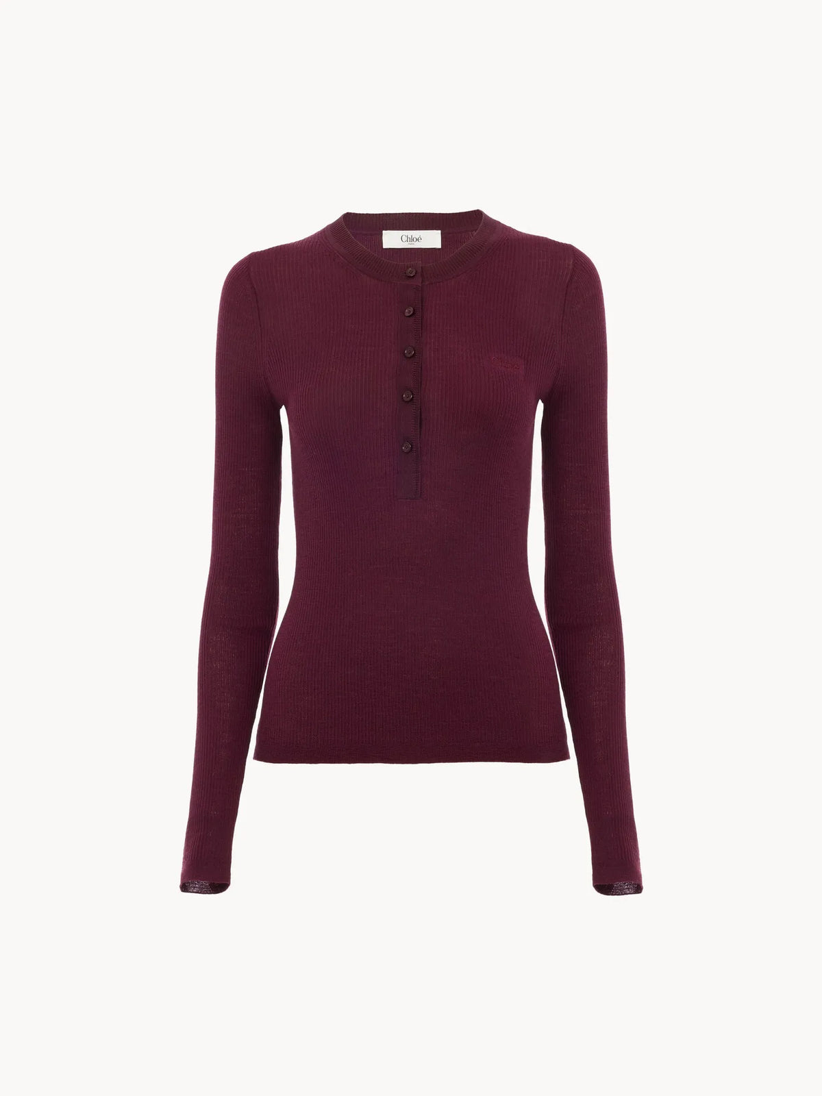 Henley shirt in superfine wool knit
