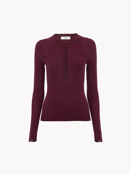 Henley shirt in superfine wool knit