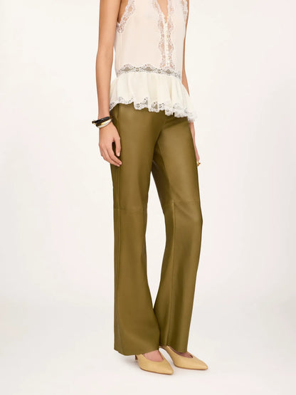 Straight pants in leather