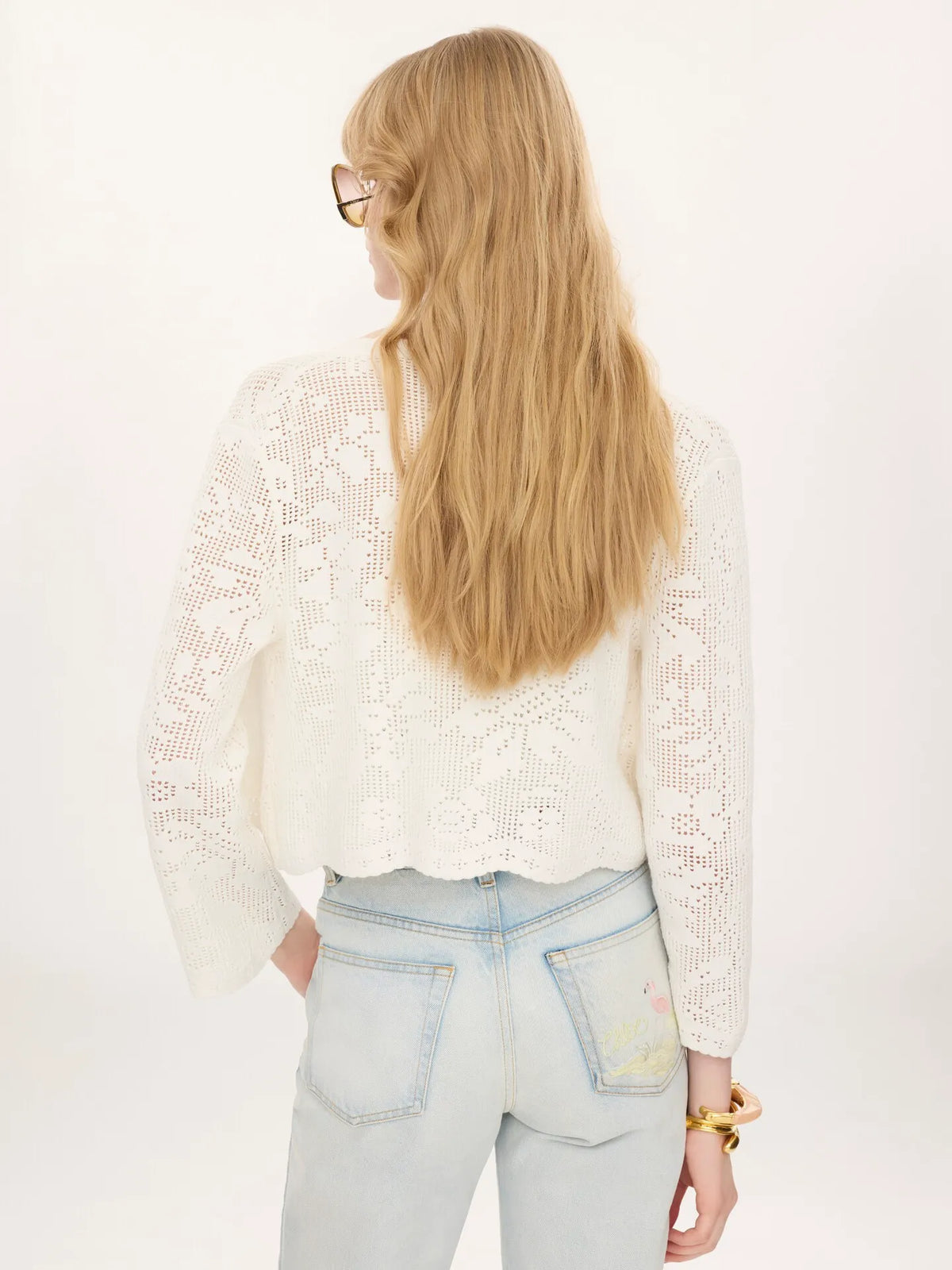 Cropped cardigan in a cotton knit