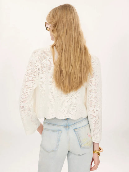 Cropped cardigan in a cotton knit
