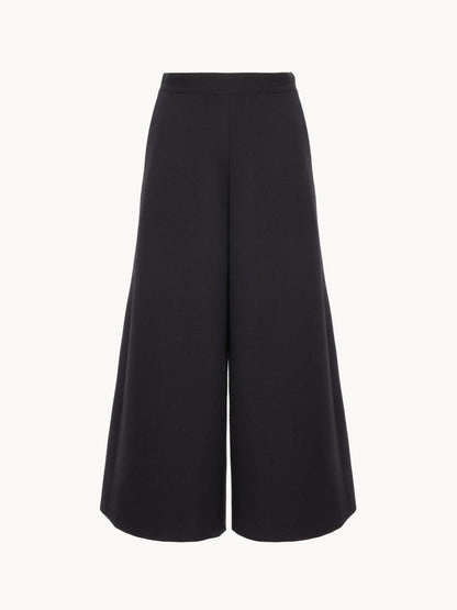 Wide-leg tailored pants in wool crêpe