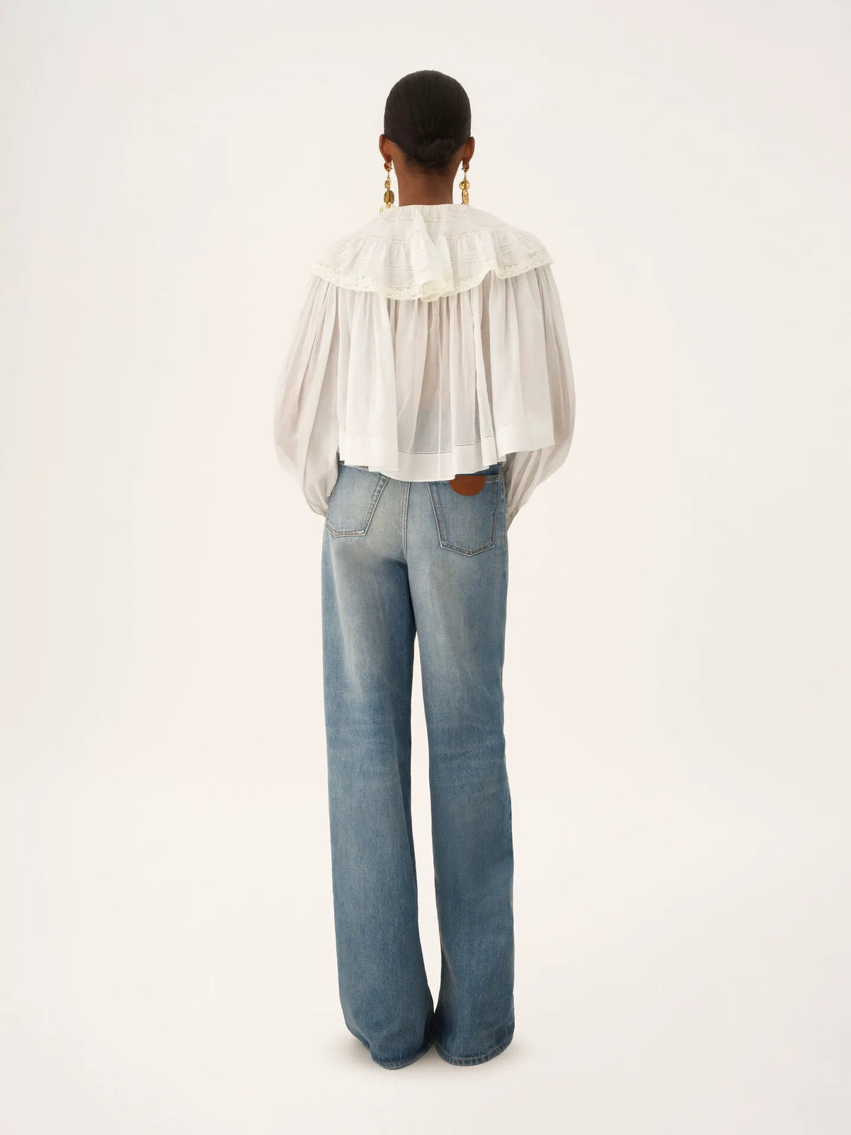 High-rise wide-leg jeans in denim