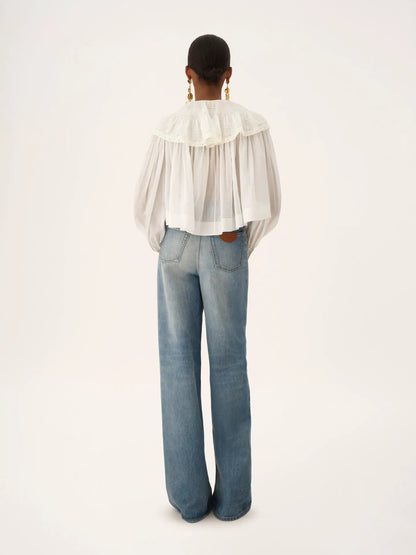 High-rise wide-leg jeans in denim