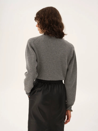 Cropped fitted logo sweater in a wool knit