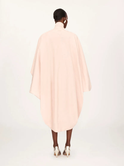 High-neck oversized cape coat in cotton poplin