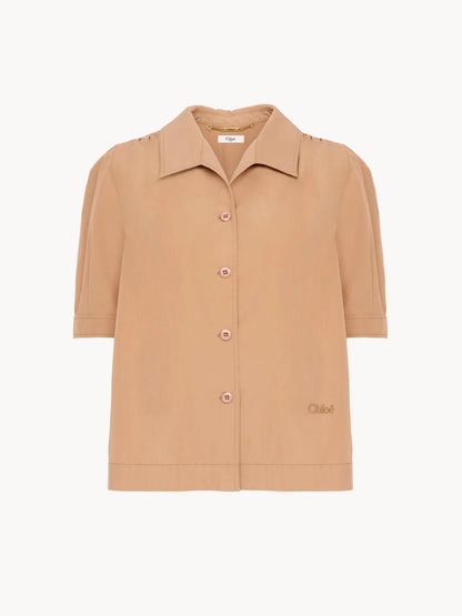 Short-sleeve shirt in cotton poplin
