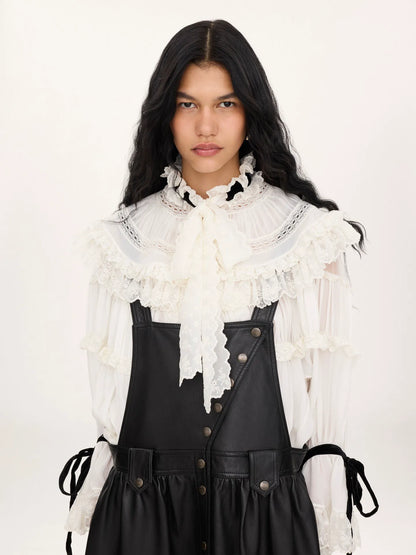 Apron midi dress in leather