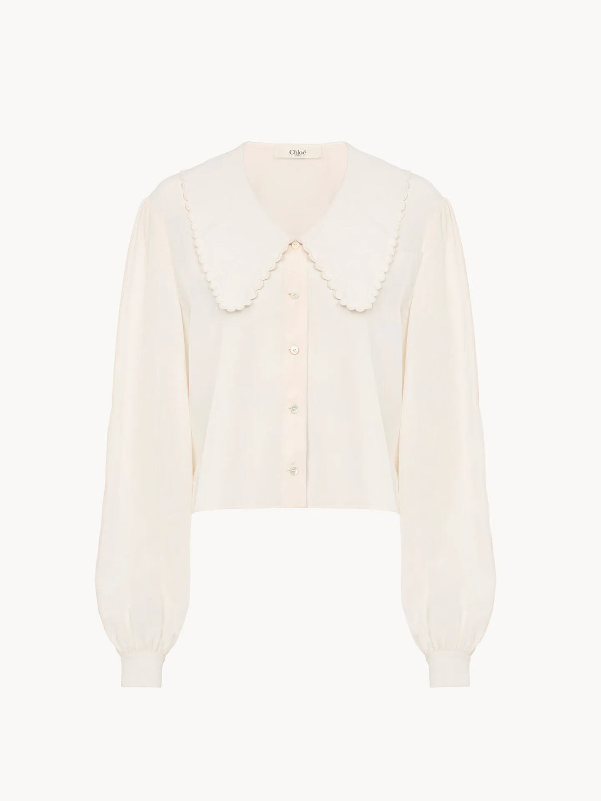 Puff-sleeve blouse in crêpe de chine