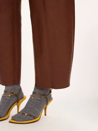 High-rise barrel pants in leather