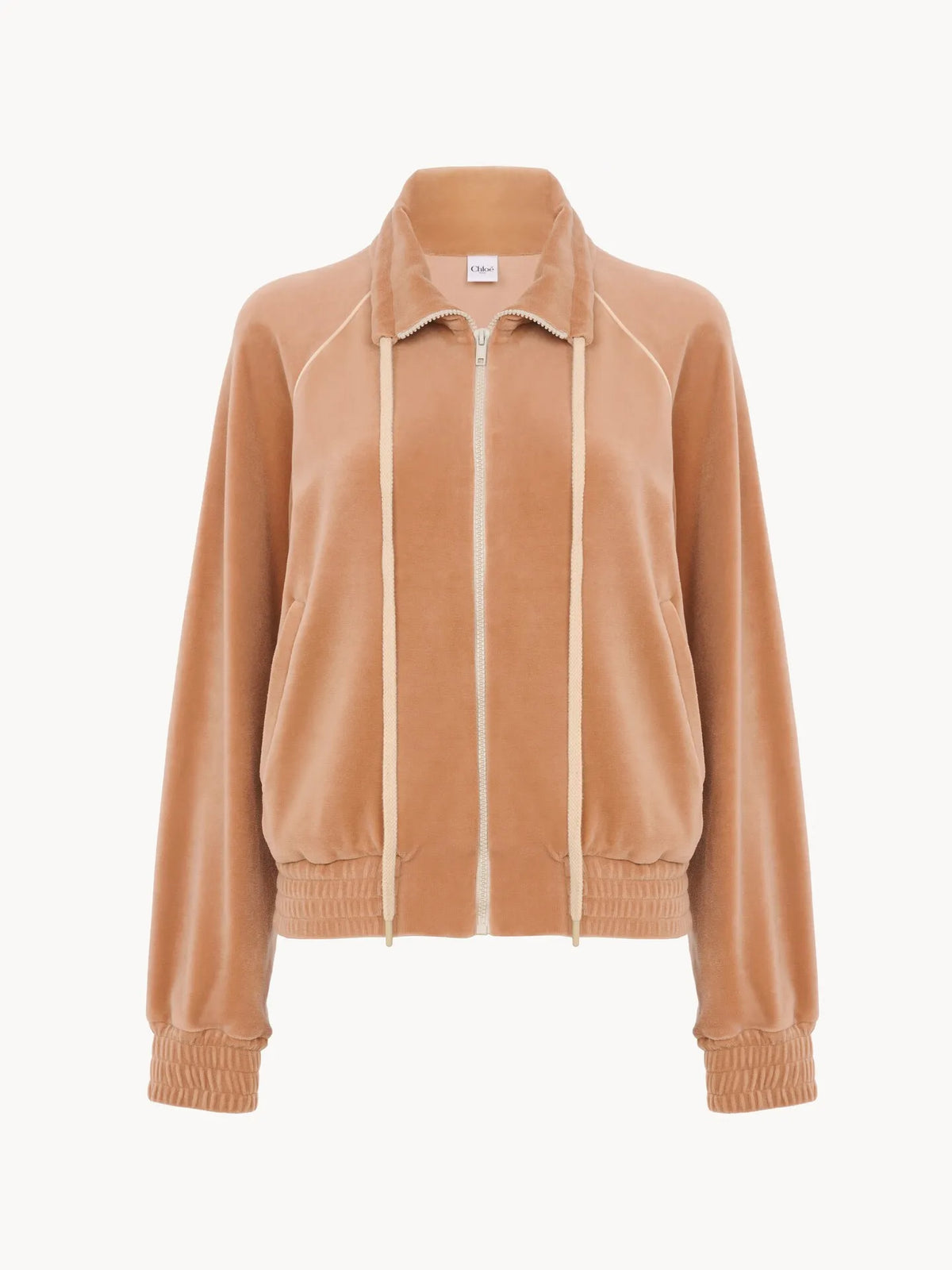 High-neck logo tracksuit jacket in velvet