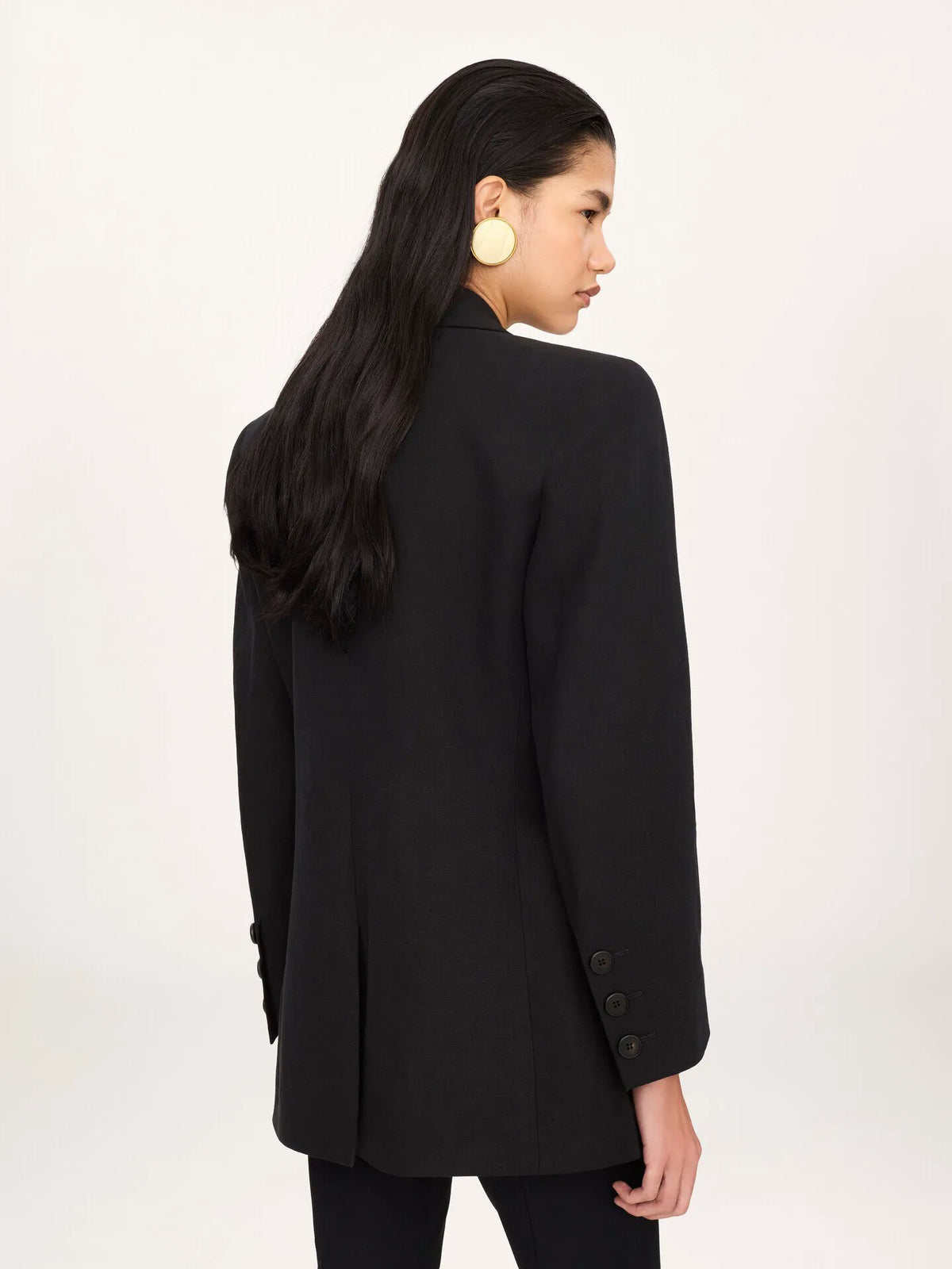 Oversized tailored jacket in linen crêpe
