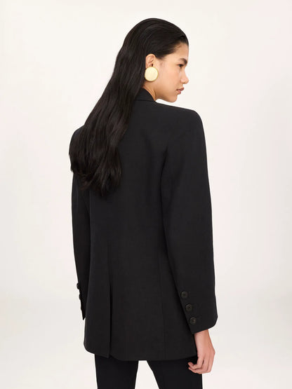Oversized tailored jacket in linen crêpe