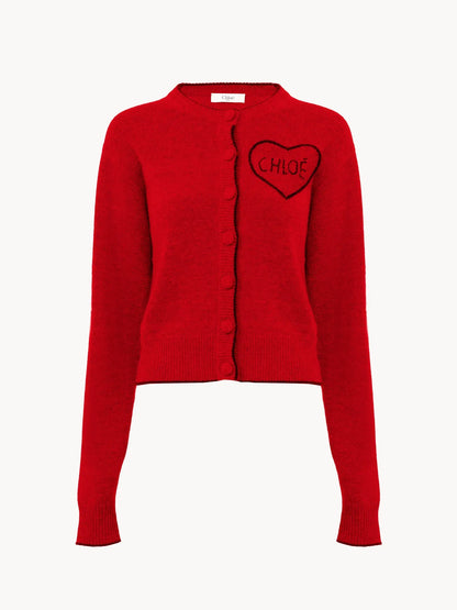 Fitted logo cardigan in a wool & cashmere knit