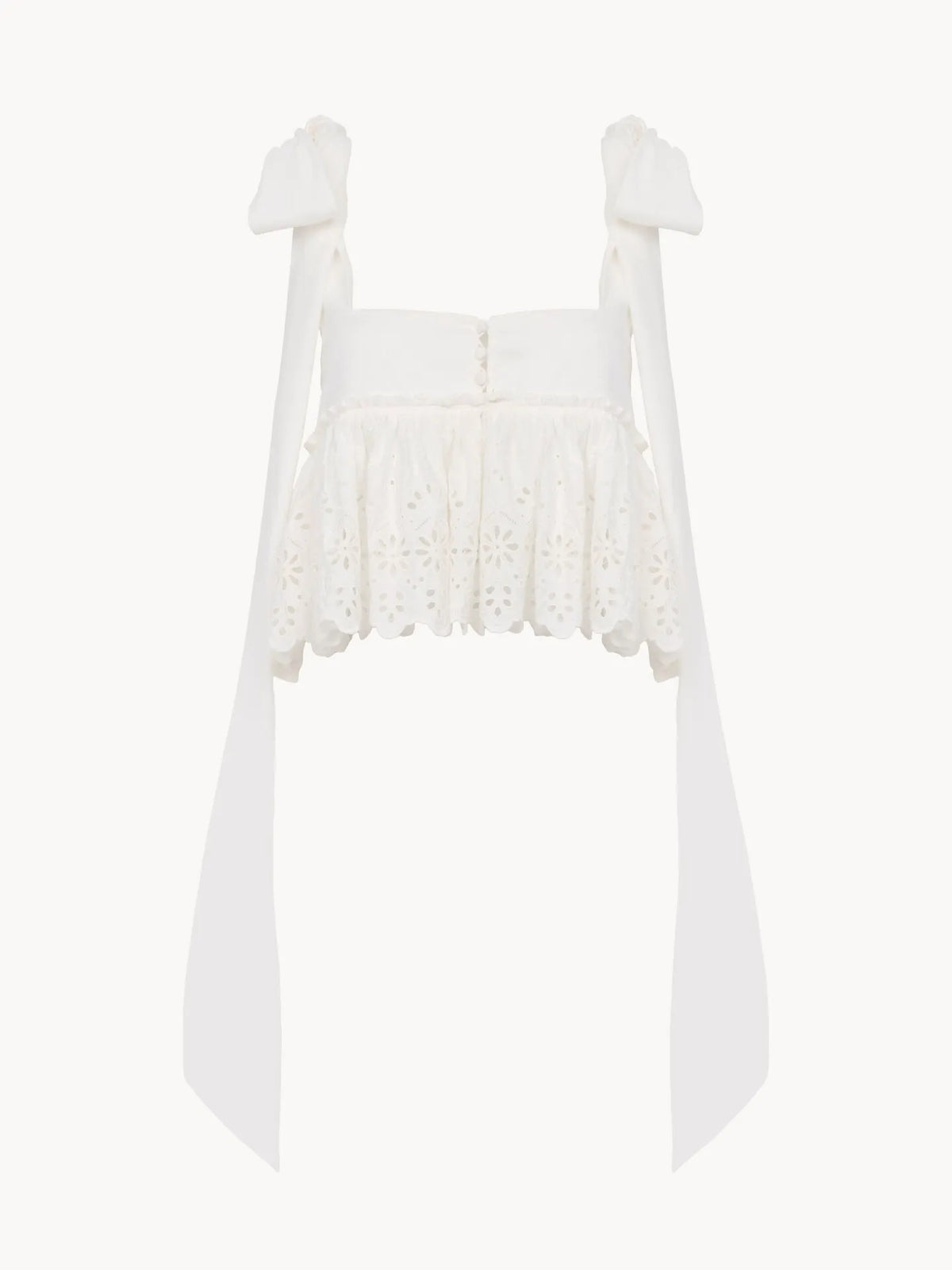 Knotted-strap cropped top in soft cotton