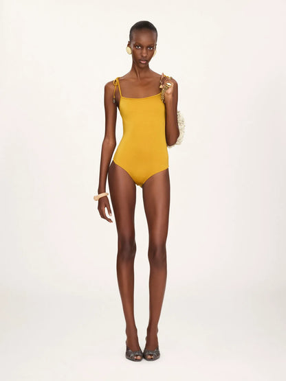 Knotted one-piece swimsuit