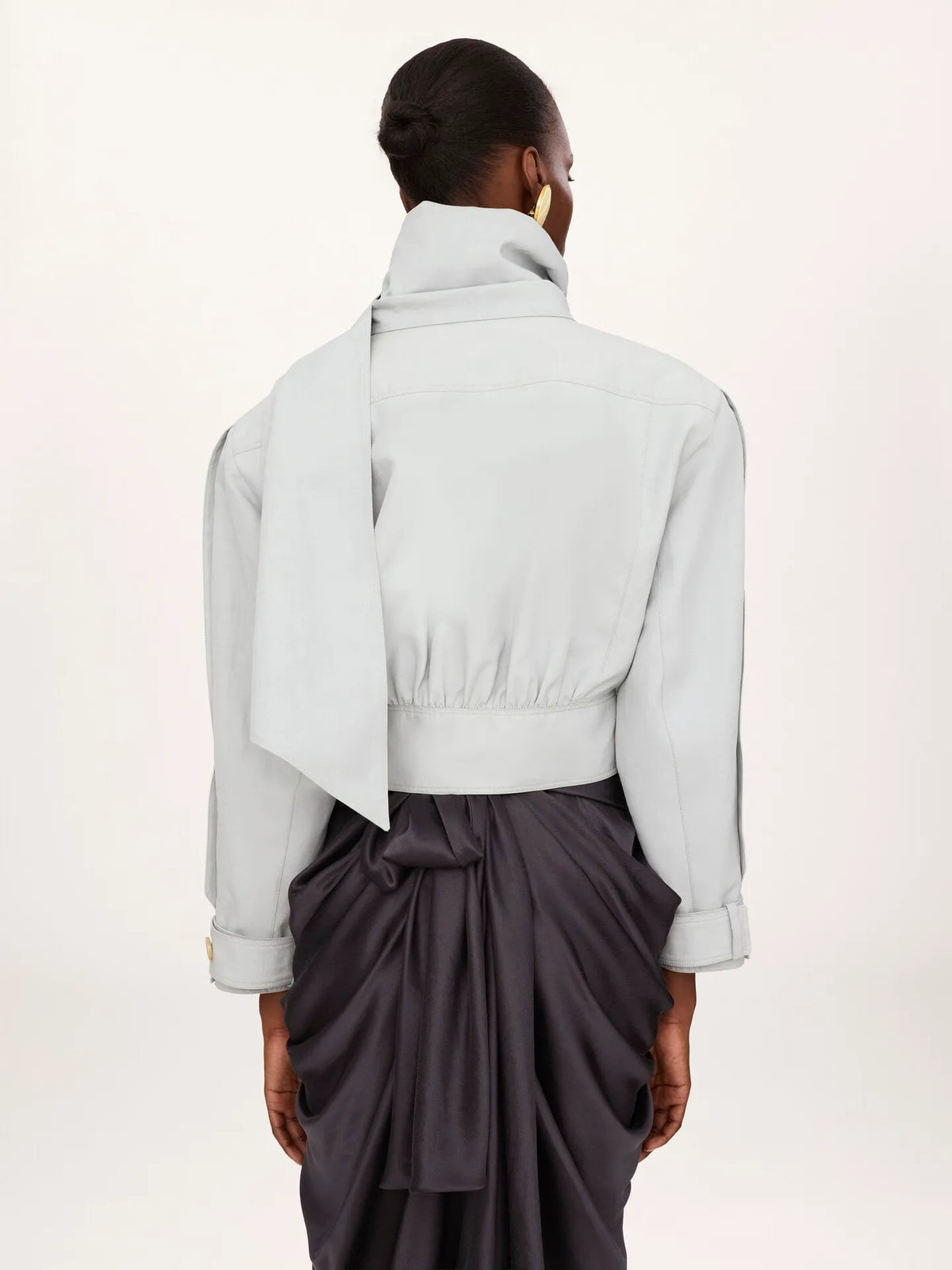 Cropped scarf jacket in a linen-cotton mix