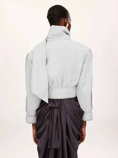 Cropped scarf jacket in a linen-cotton mix