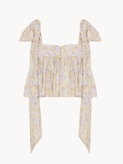 Knotted-strap cropped top in soft cotton