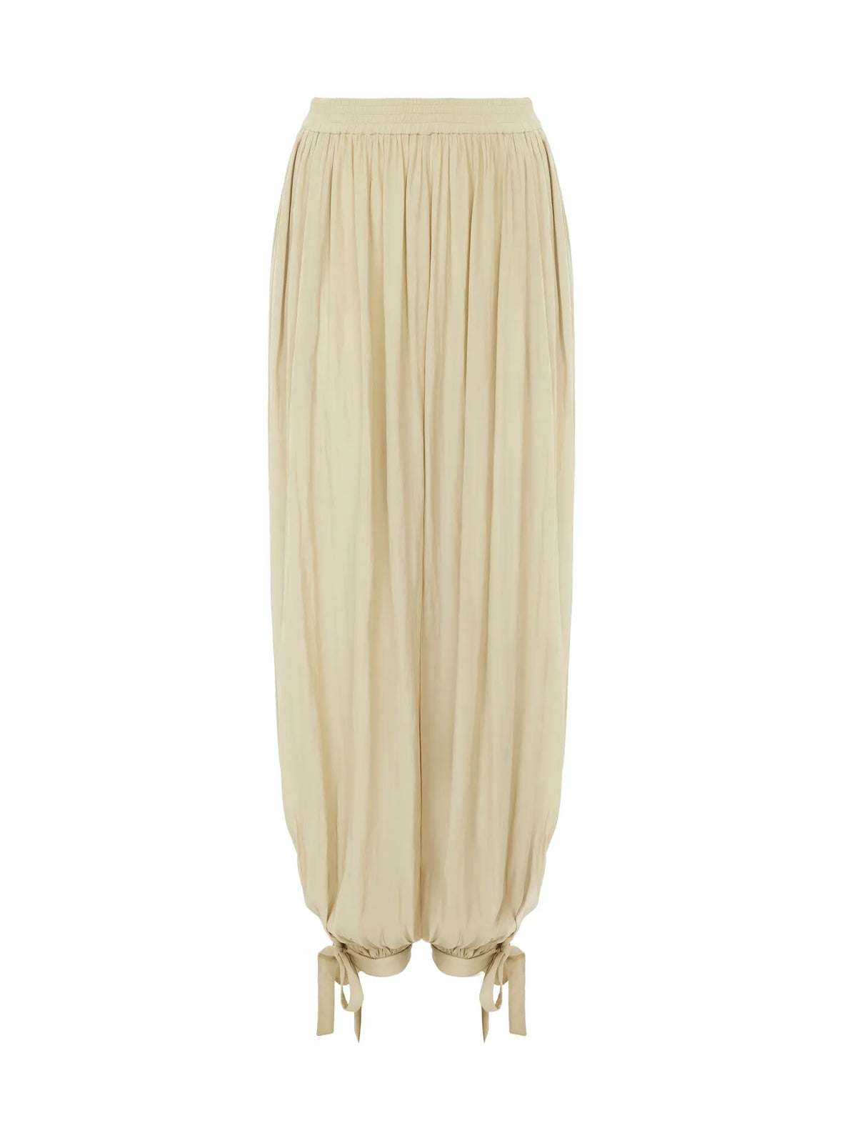 Fluid pleated pants in washed technical satin