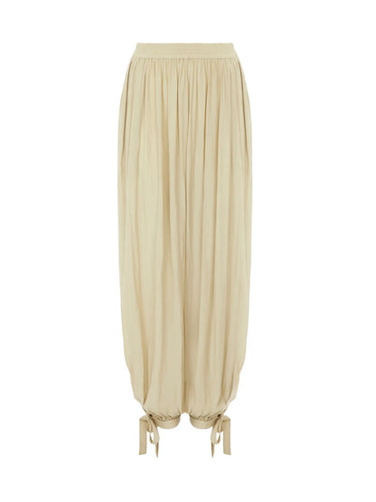 Fluid pleated pants in washed technical satin