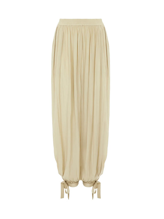 Fluid pleated pants in washed technical satin