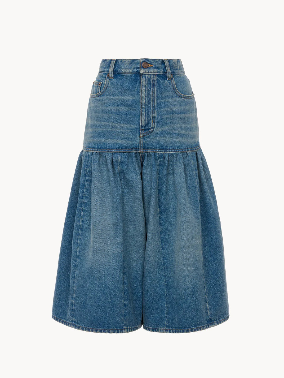 High-rise balloon bermuda shorts in denim