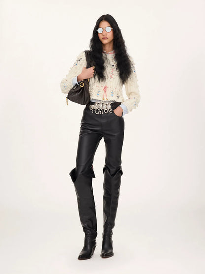 Slim pants in leather