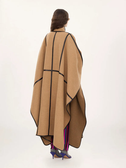 Oversized long cape coat in wool