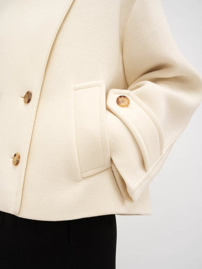 Oversized short coat in wool