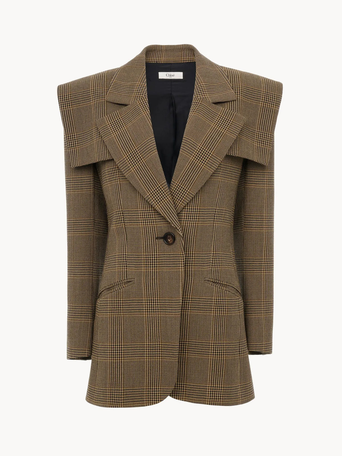 Single-breasted tailored jacket in Prince of Wales wool