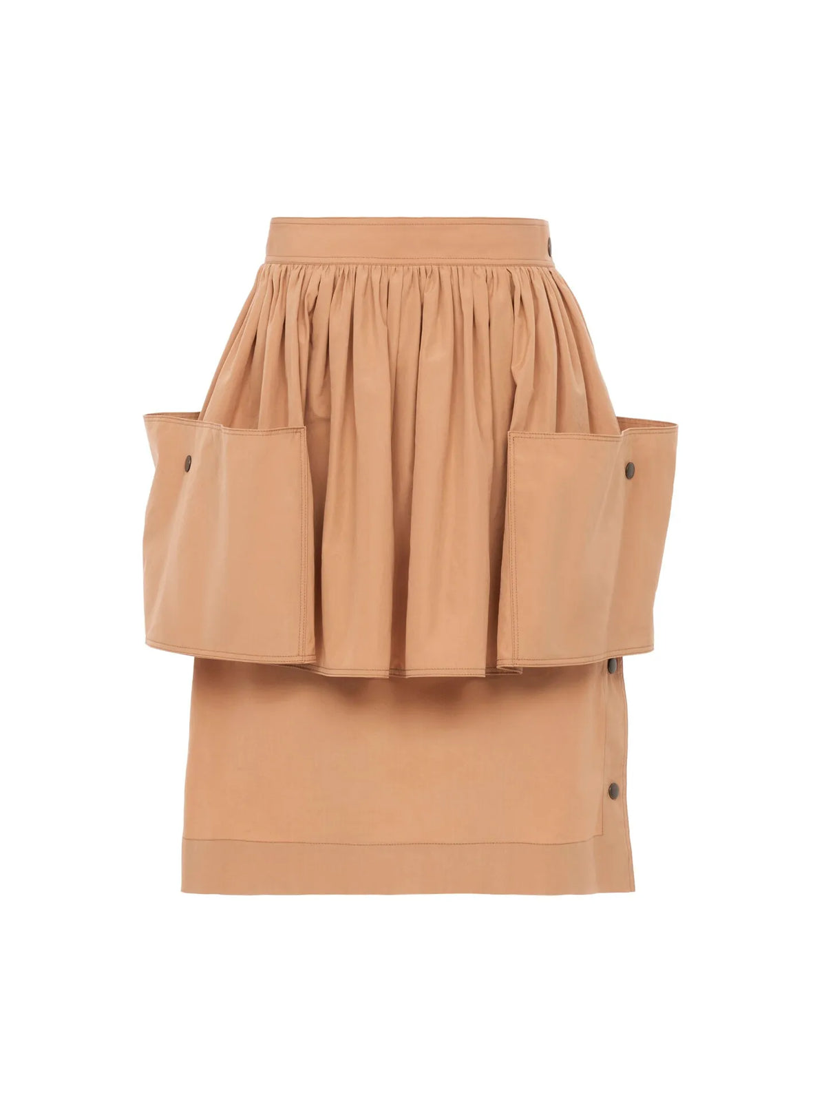 Layered knee-length skirt in cotton poplin