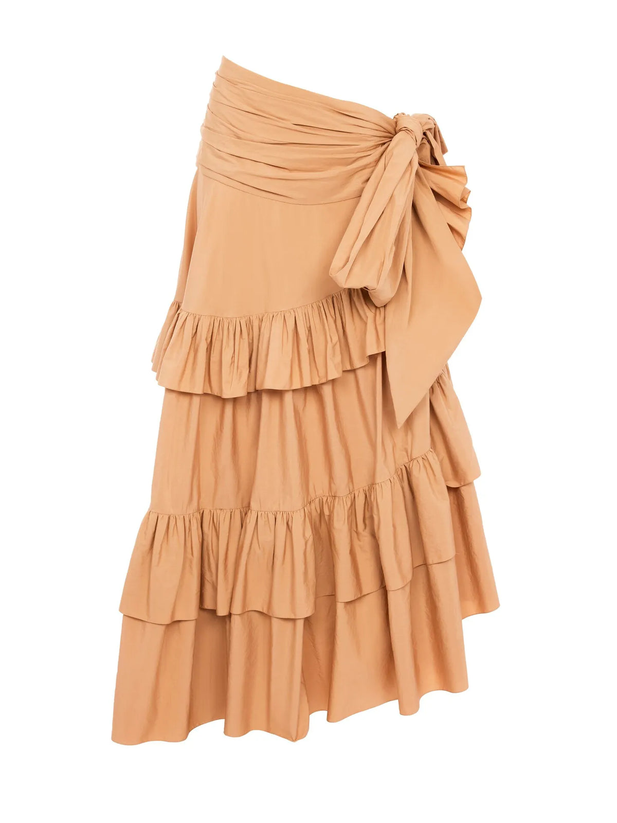 Ruffled long skirt in cotton poplin
