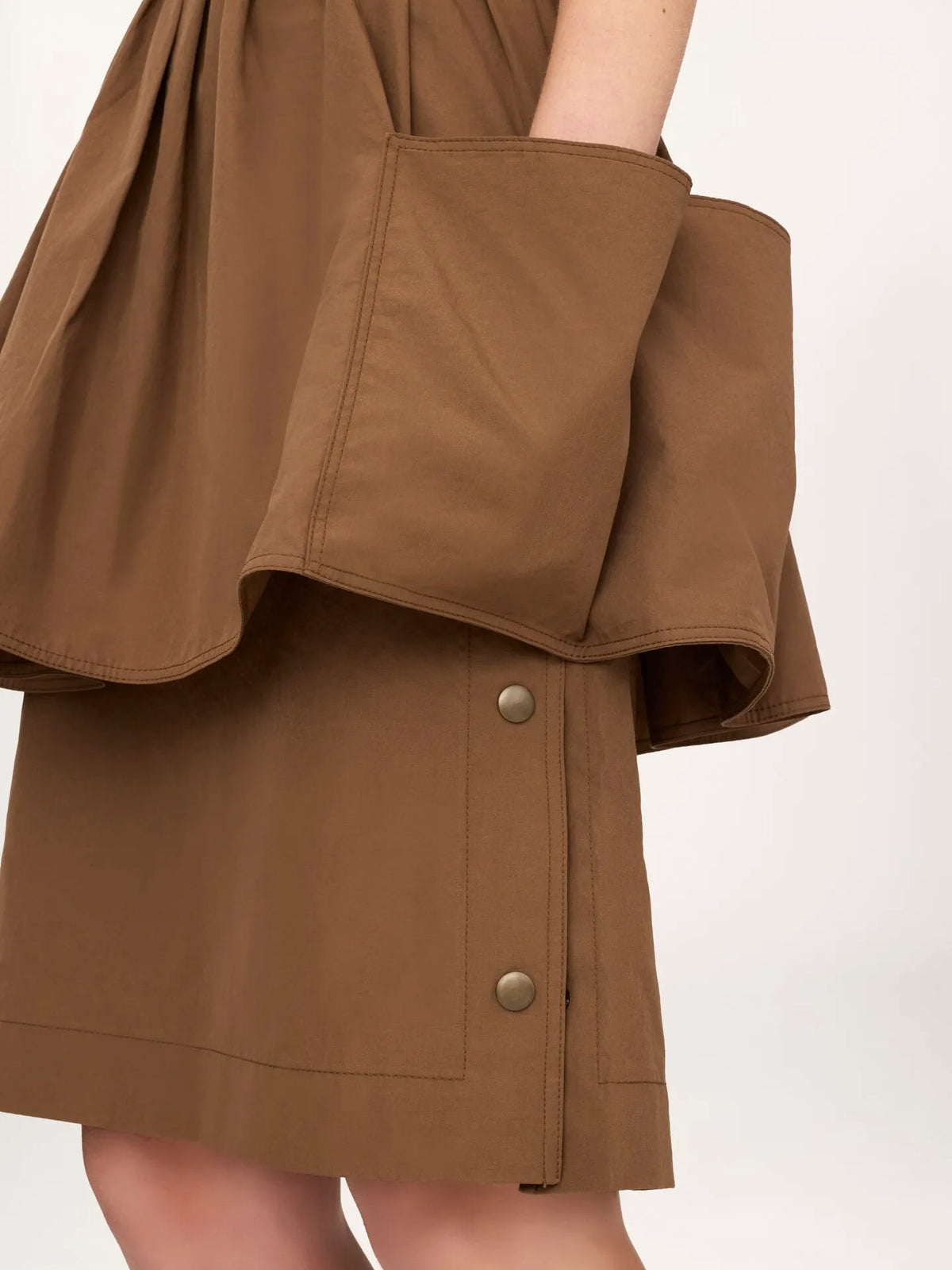 Layered knee-length skirt in cotton poplin