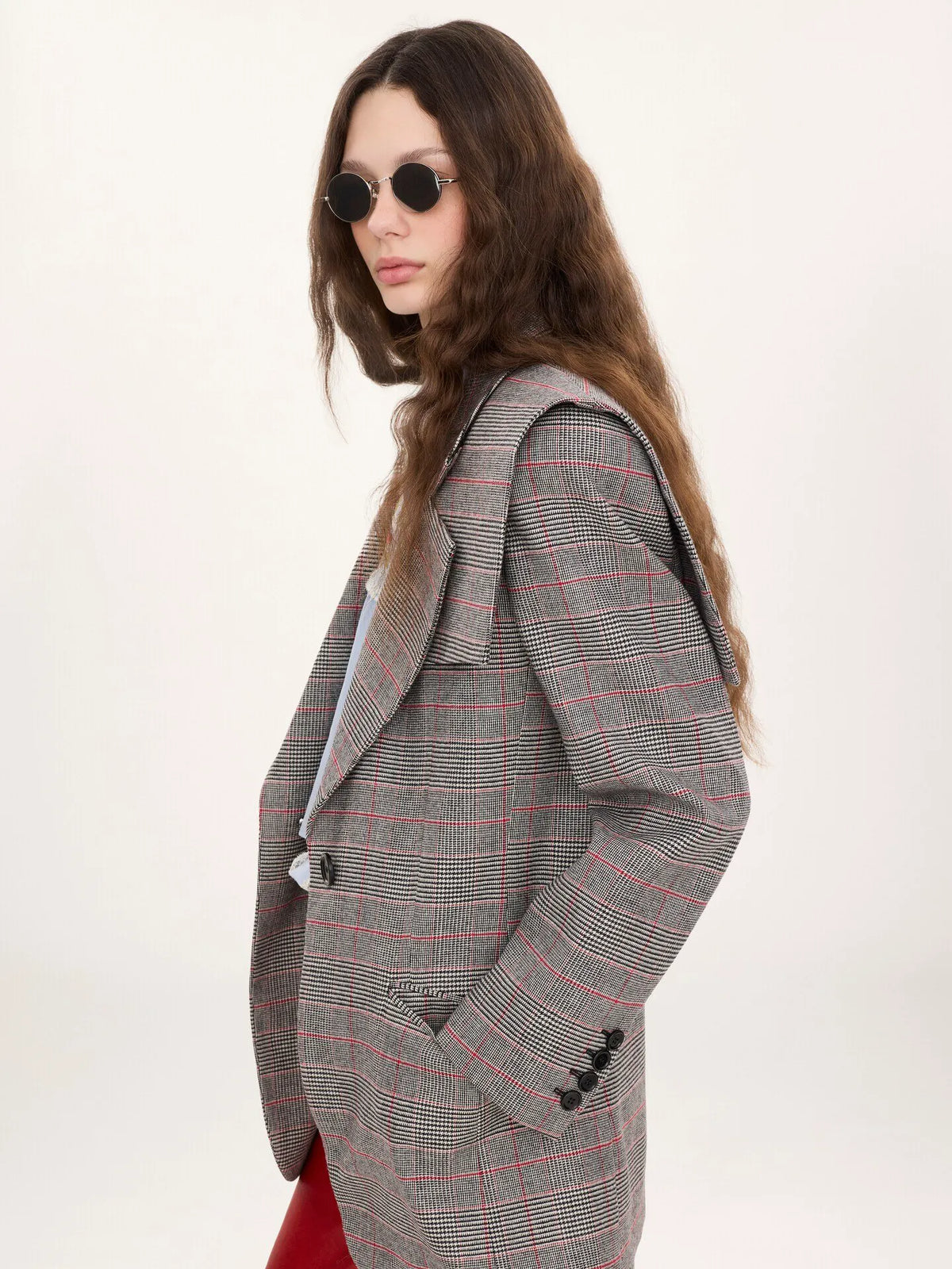 Single-breasted tailored jacket in Prince of Wales wool