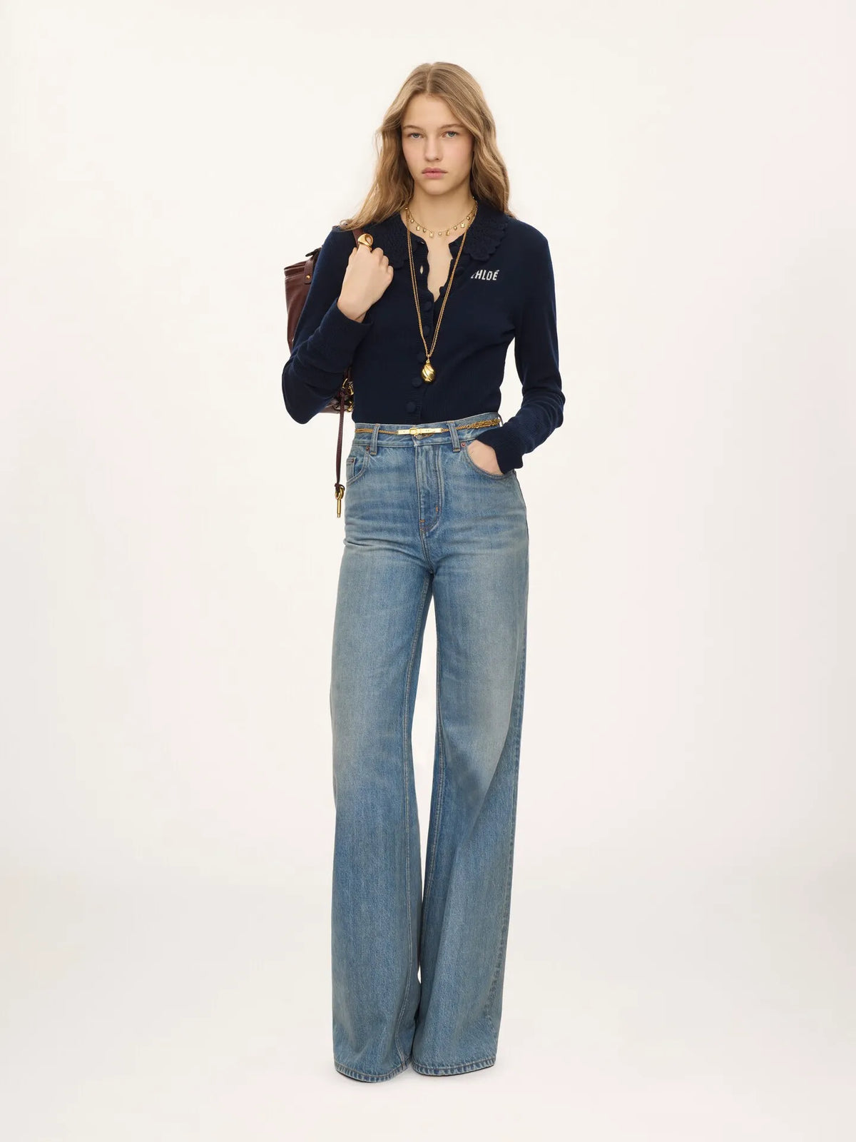 Fitted logo cardigan in a wool knit