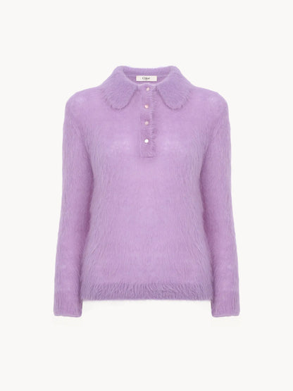 Polo sweater in an alpaca wool-blend knit