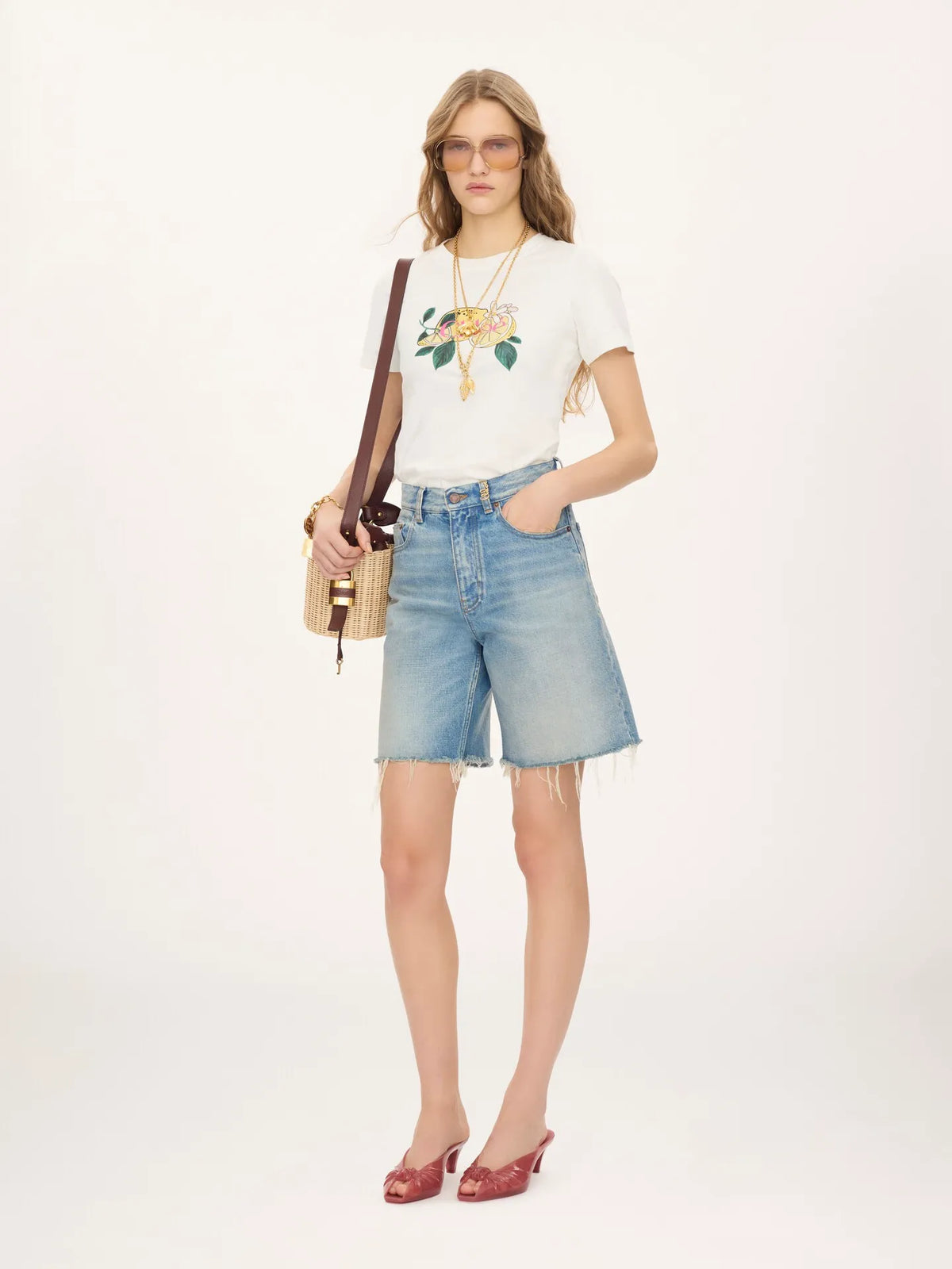 High-rise shorts in denim