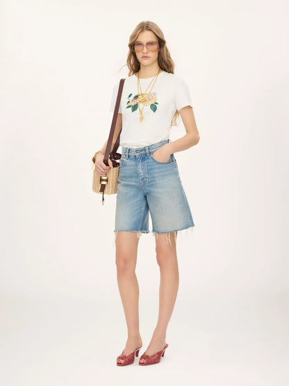 High-rise shorts in denim