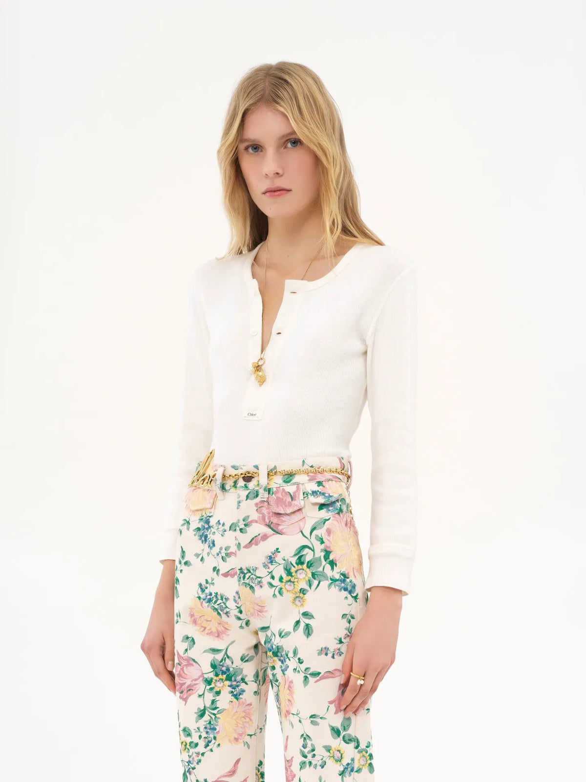 Henley shirt in cotton jersey