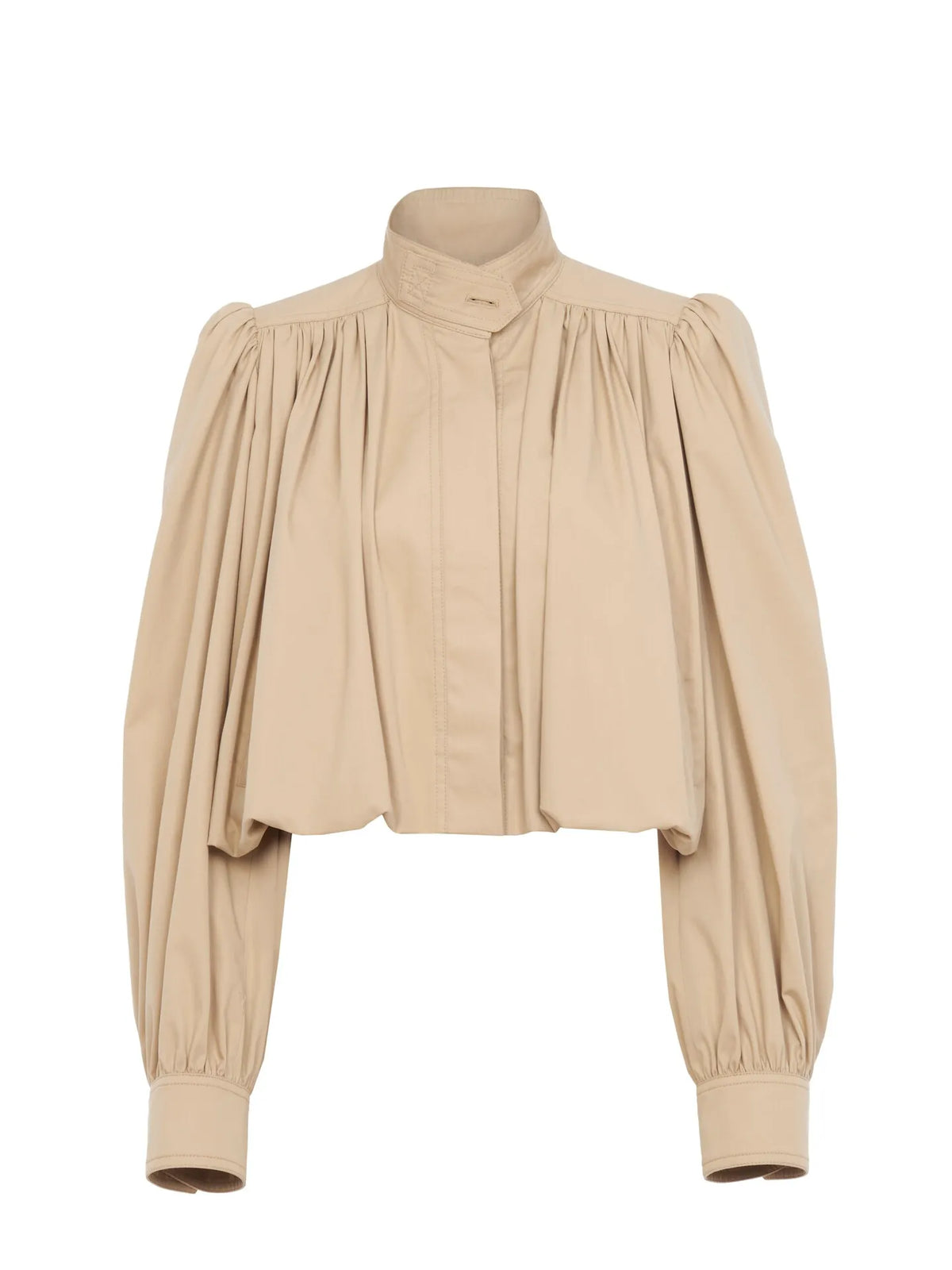 Gathered boule jacket in cotton gabardine