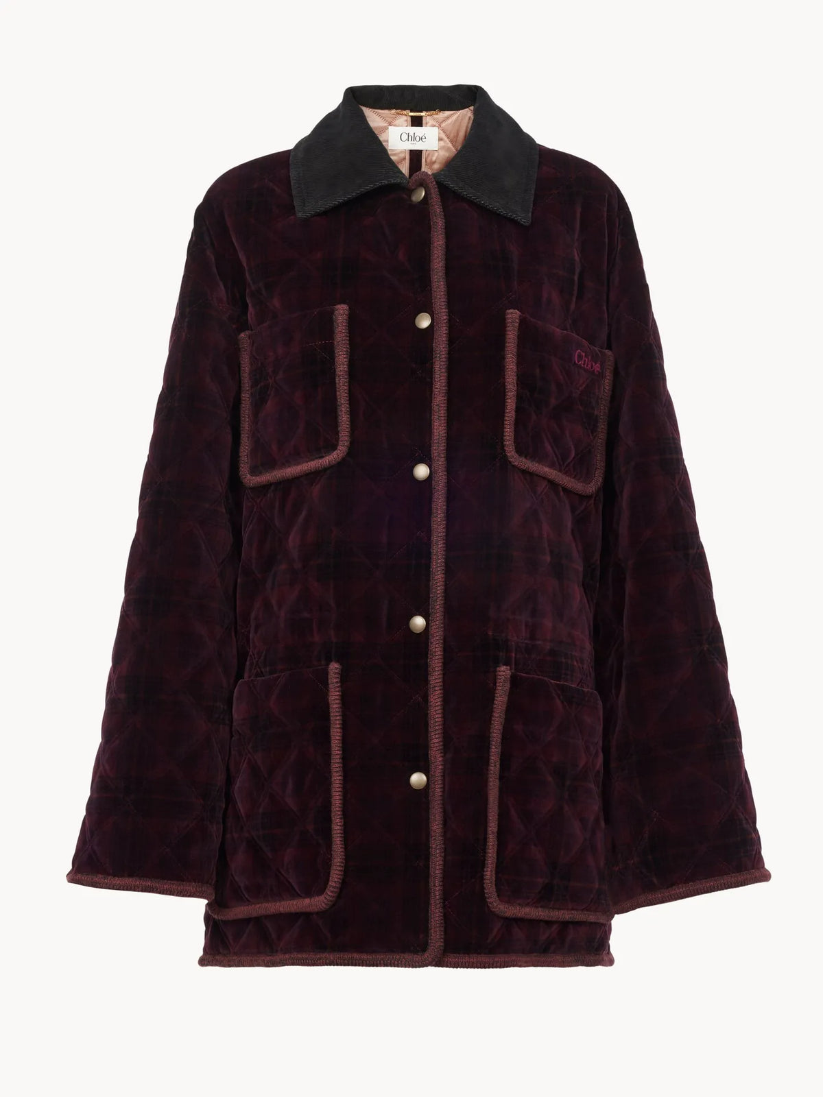 Padded short coat in check cotton